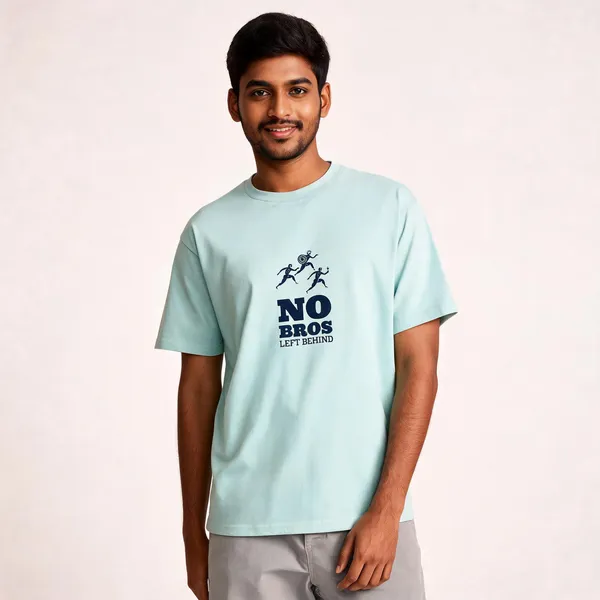 No_Bros_Left_Behind_Cotton_Graphic_Print_Round_Neck_T-Shirt