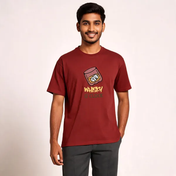 Whisky_O'Clock_Cotton_Round_Neck_Graphic_Print_T-Shirt