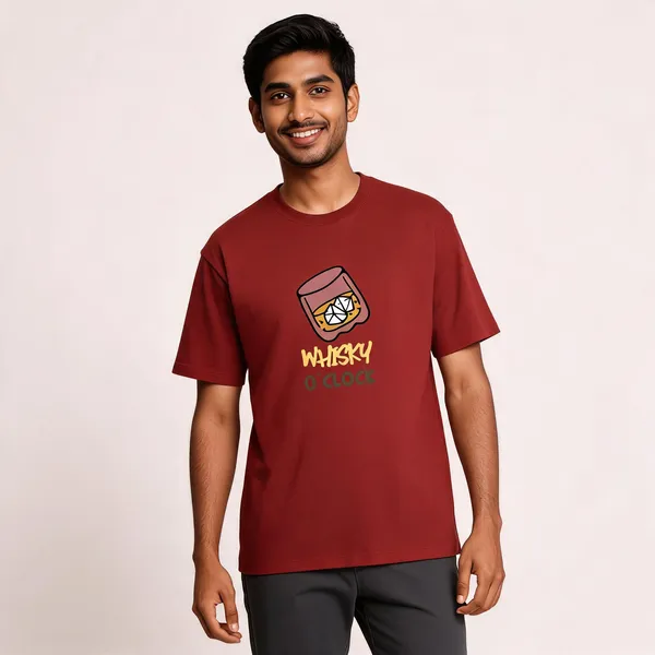 Whisky_O'Clock_Cotton_Round_Neck_Graphic_Print_T-Shirt