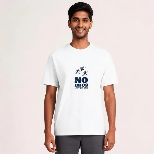 No_Bros_Left_Behind_Cotton_Graphic_Print_Round_Neck_T-Shirt