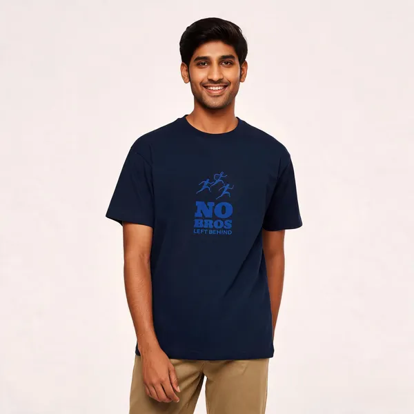 No_Bros_Left_Behind_Cotton_Graphic_Print_Round_Neck_T-Shirt