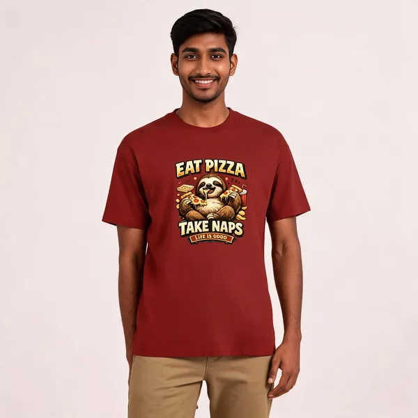 Eat_Pizza__Cotton_Graphic_Print_Round_Neck_T-Shirt