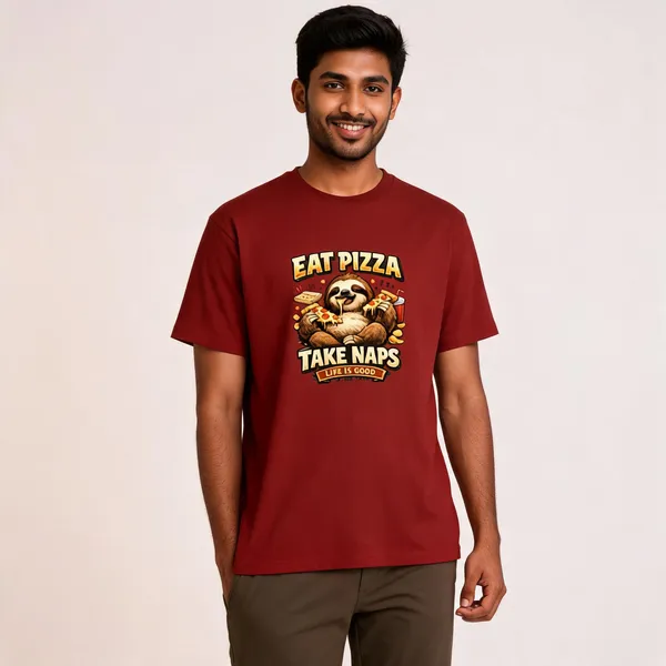 Eat_Pizza__Cotton_Graphic_Print_Round_Neck_T-Shirt