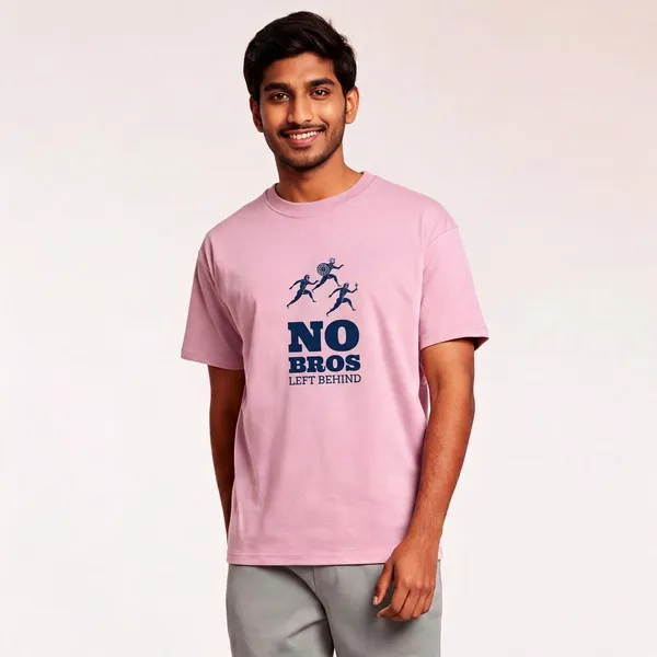 No_Bros_Left_Behind_Cotton_Graphic_Print_Round_Neck_T-Shirt