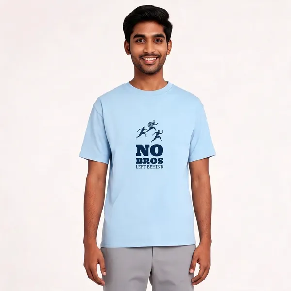 No_Bros_Left_Behind_Cotton_Graphic_Print_Round_Neck_T-Shirt