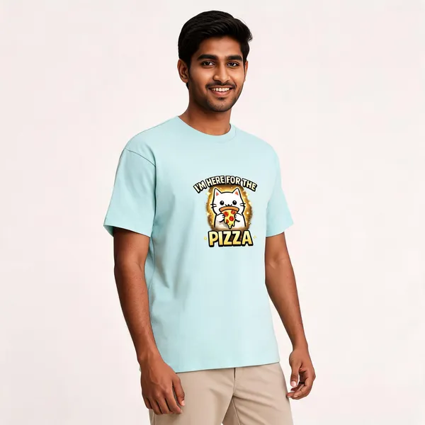 I'm_here_For_The_Pizza_Cotton_Blend_Graphic_T-Shirt