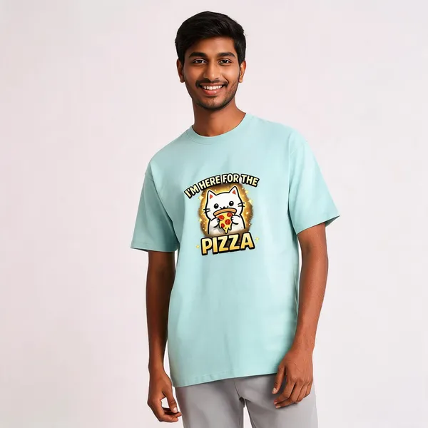 I'm_here_For_The_Pizza_Cotton_Blend_Graphic_T-Shirt