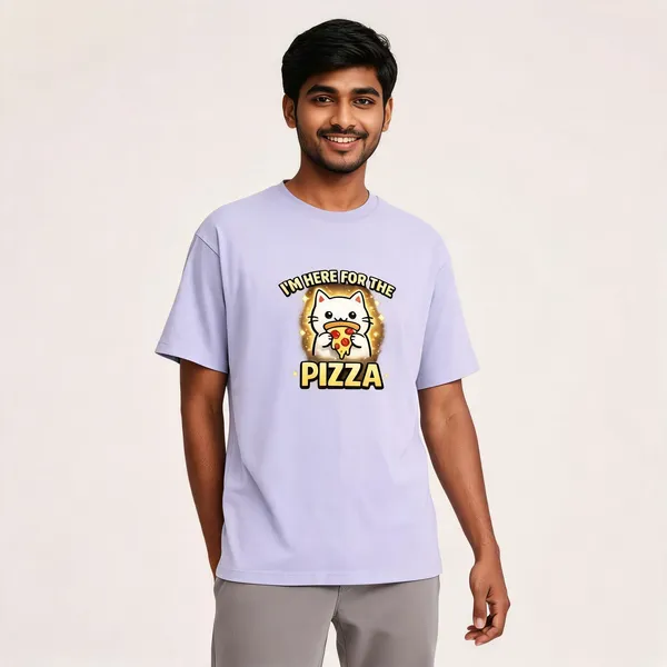 I'm_here_For_The_Pizza_Cotton_Blend_Graphic_T-Shirt