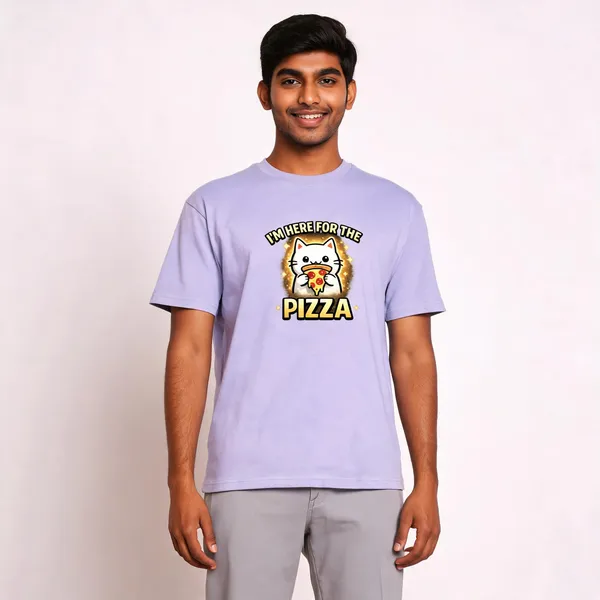 I'm_here_For_The_Pizza_Cotton_Blend_Graphic_T-Shirt