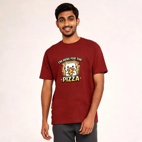 I'm_here_For_The_Pizza_Cotton_Blend_Graphic_T-Shirt