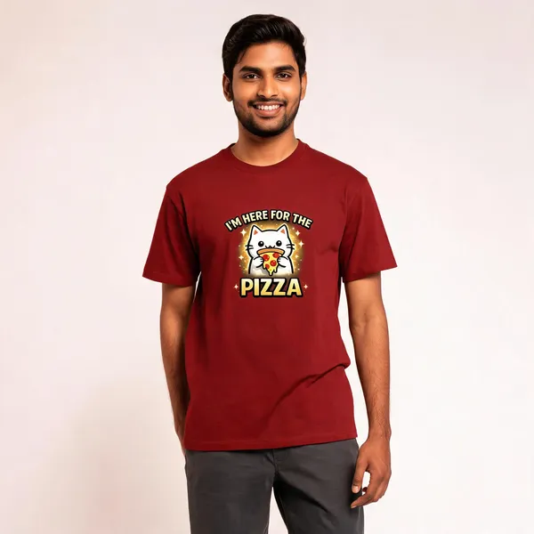 I'm_here_For_The_Pizza_Cotton_Blend_Graphic_T-Shirt