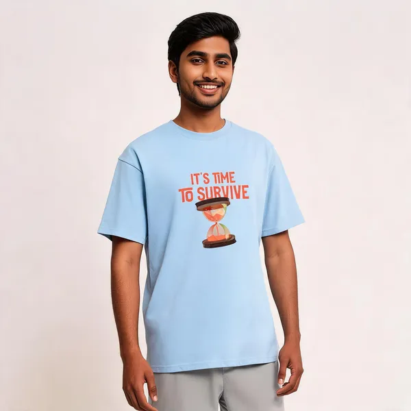 Its_Time_To_Survive_Cotton_Crew_Neck_Graphic_Print_T-Shirt