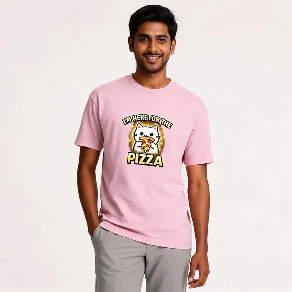 I'm_here_For_The_Pizza_Cotton_Blend_Graphic_T-Shirt