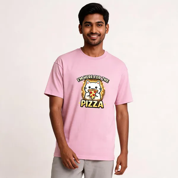 I'm_here_For_The_Pizza_Cotton_Blend_Graphic_T-Shirt
