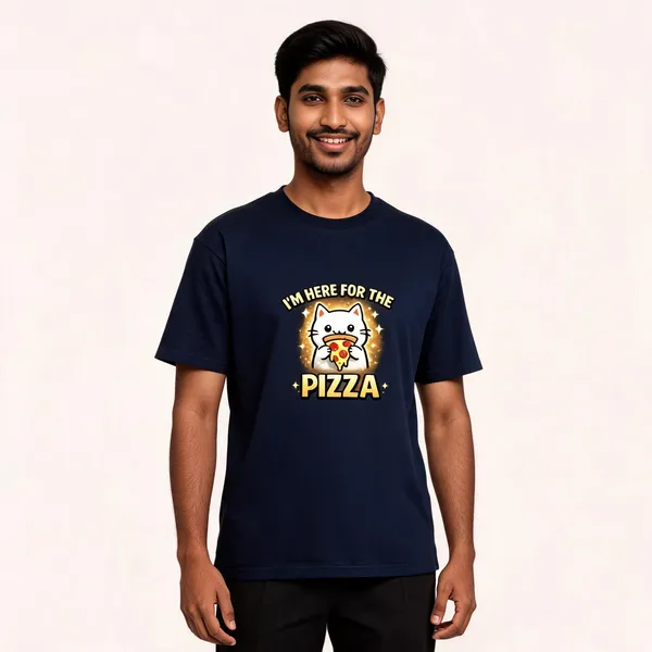 I'm_here_For_The_Pizza_Cotton_Blend_Graphic_T-Shirt