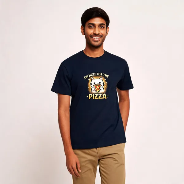 I'm_here_For_The_Pizza_Cotton_Blend_Graphic_T-Shirt