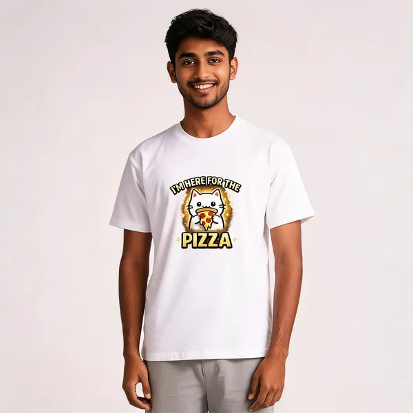 I'm_here_For_The_Pizza_Cotton_Blend_Graphic_T-Shirt