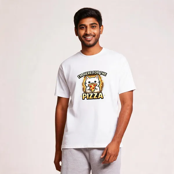 I'm_here_For_The_Pizza_Cotton_Blend_Graphic_T-Shirt