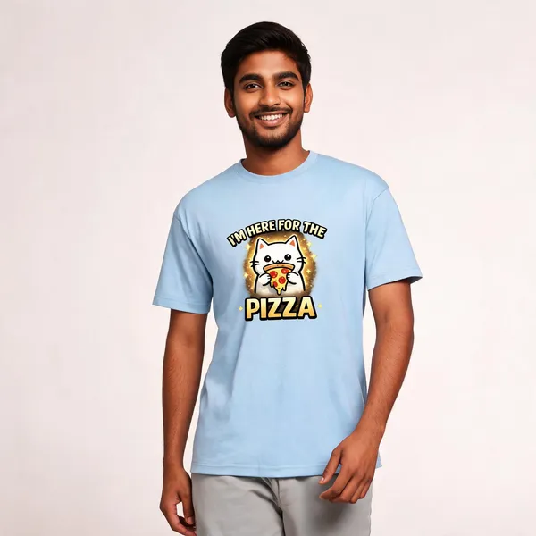 I'm_here_For_The_Pizza_Cotton_Blend_Graphic_T-Shirt