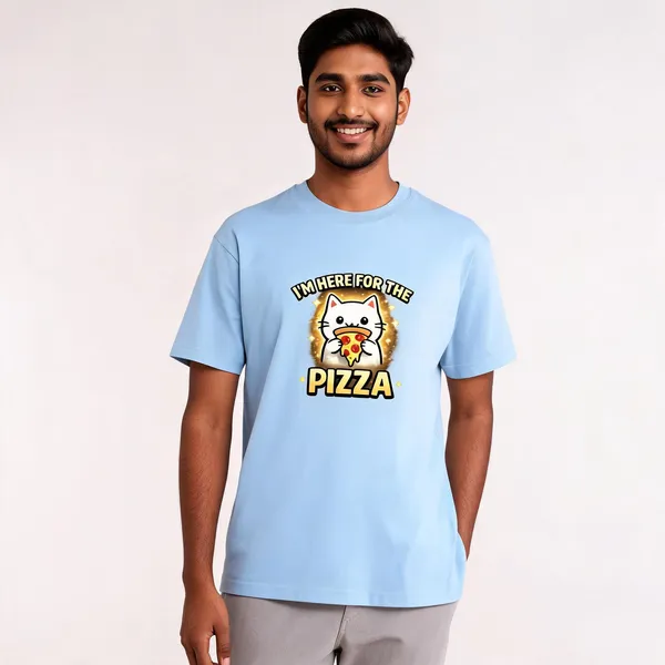 I'm_here_For_The_Pizza_Cotton_Blend_Graphic_T-Shirt