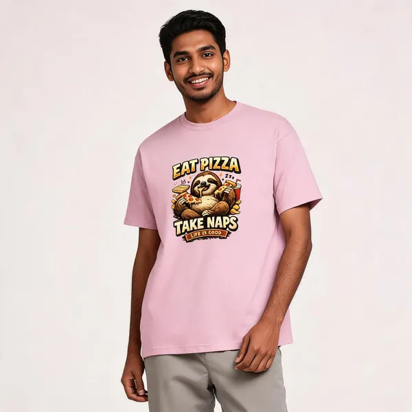 Eat_Pizza__Cotton_Graphic_Print_Round_Neck_T-Shirt