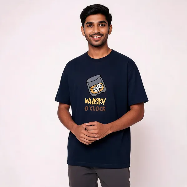 Whisky_O'Clock_Cotton_Round_Neck_Graphic_Print_T-Shirt