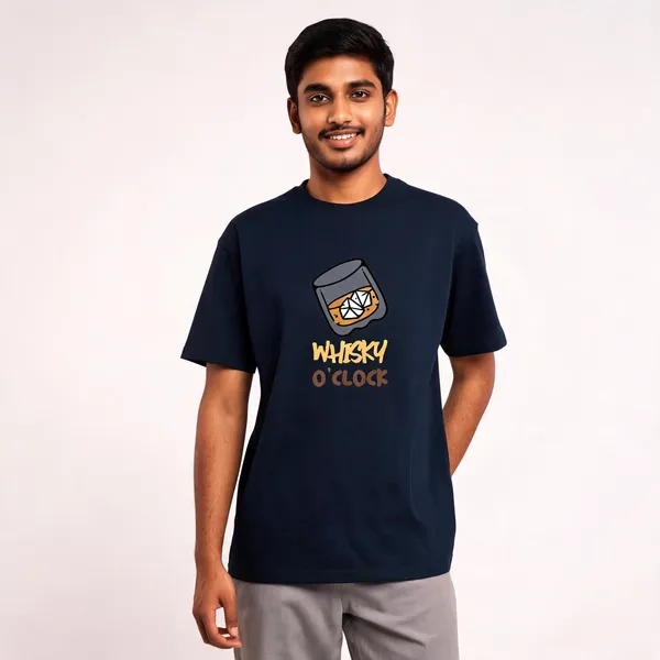 Whisky_O'Clock_Cotton_Round_Neck_Graphic_Print_T-Shirt