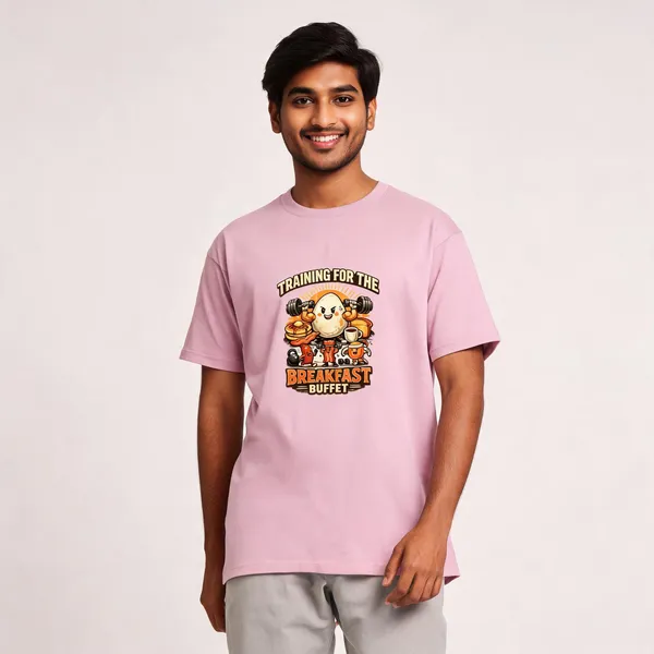 Breakfast_Buffet_Cotton_Graphic_Print_Round_Neck_T-Shirt