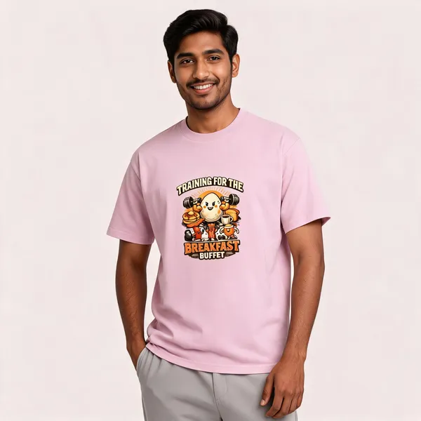 Breakfast_Buffet_Cotton_Graphic_Print_Round_Neck_T-Shirt