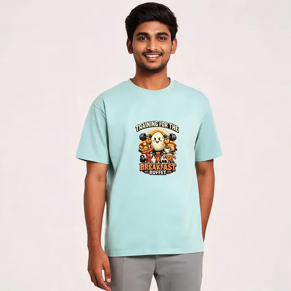 Breakfast_Buffet_Cotton_Graphic_Print_Round_Neck_T-Shirt