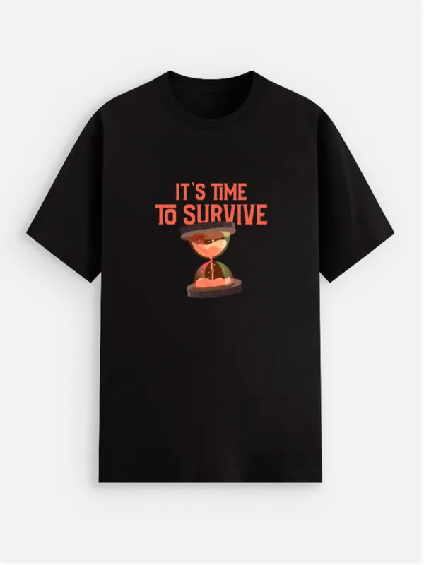 Its_Time_To_Survive_Cotton_Crew_Neck_Graphic_Print_T-Shirt
