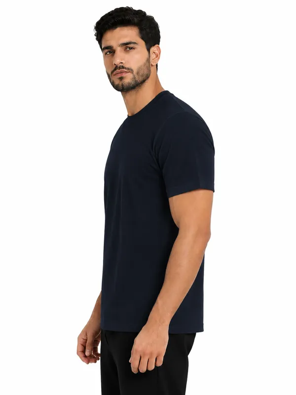 Unisex_Plain_Cotton_Blend_Round_Neck_T-Shirt