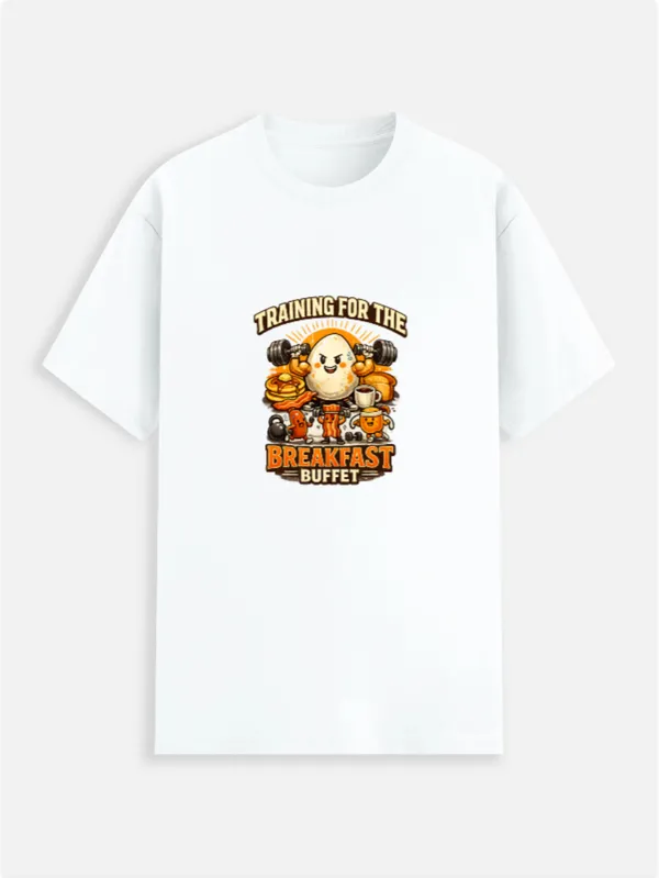 Breakfast_Buffet_Cotton_Graphic_Print_Round_Neck_T-Shirt