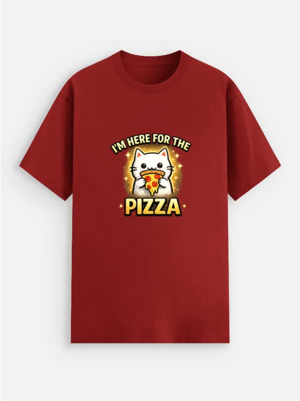 I'm_here_For_The_Pizza_Cotton_Blend_Graphic_T-Shirt