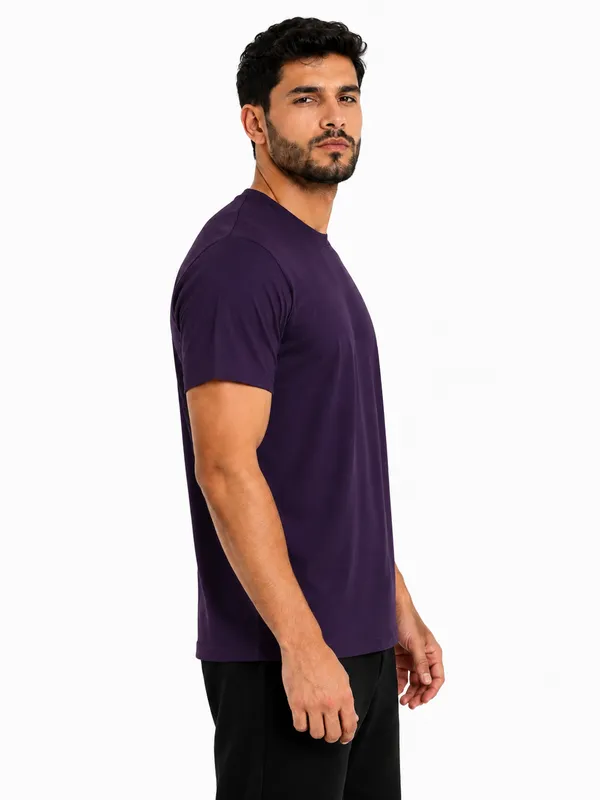 Unisex_Plain_Cotton_Blend_Round_Neck_T-Shirt