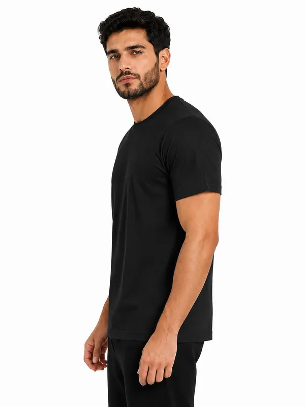 Unisex_Plain_Cotton_Blend_Round_Neck_T-Shirt