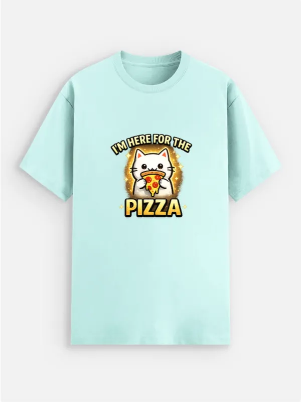 I'm_here_For_The_Pizza_Cotton_Blend_Graphic_T-Shirt
