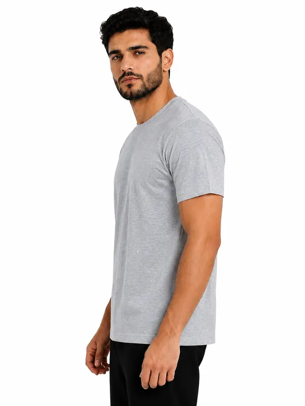 Unisex_Plain_Cotton_Blend_Round_Neck_T-Shirt