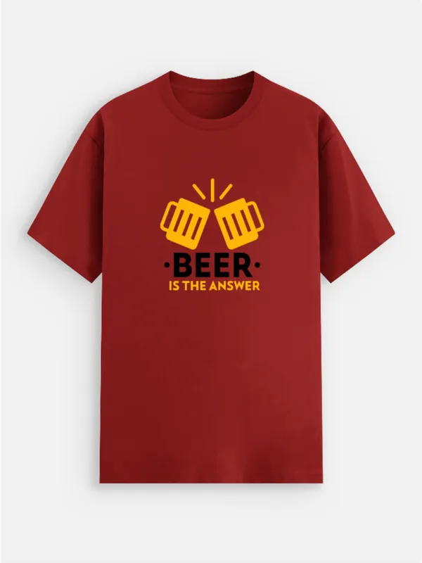 Beer_Is_The_Answer_Cotton_Graphic_Print_Round_Neck_T-Shirt