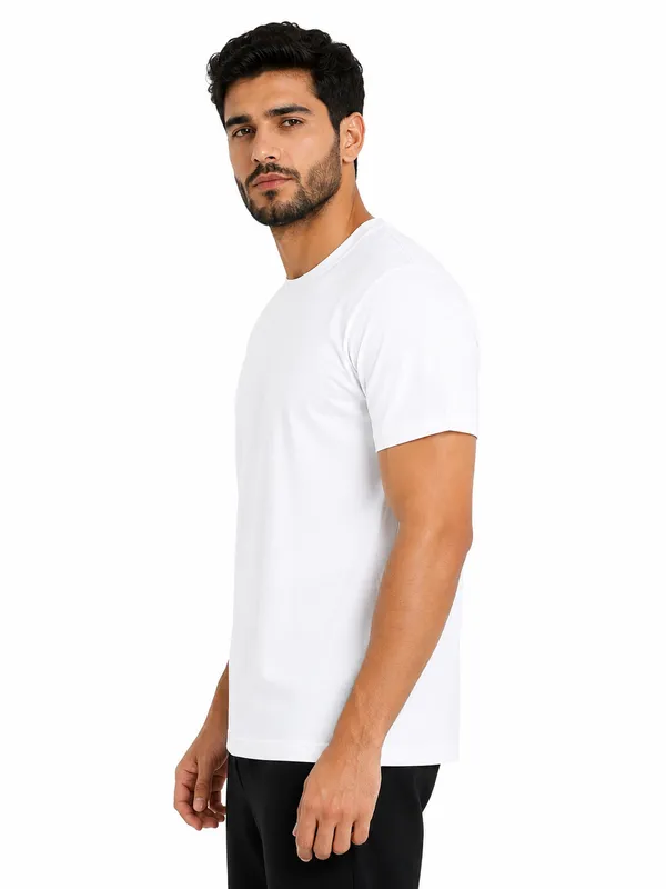 Unisex_Plain_Cotton_Blend_Round_Neck_T-Shirt