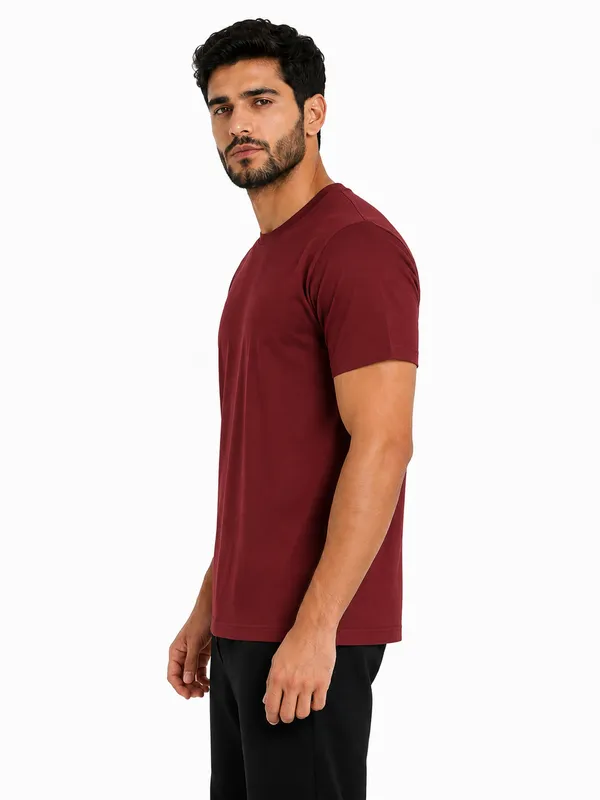 Unisex_Plain_Cotton_Blend_Round_Neck_T-Shirt