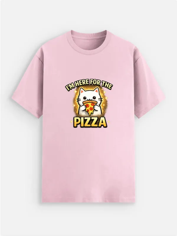 I'm_here_For_The_Pizza_Cotton_Blend_Graphic_T-Shirt