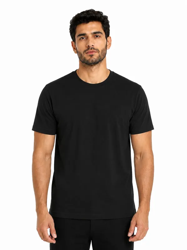 Unisex_Plain_Cotton_Blend_Round_Neck_T-Shirt