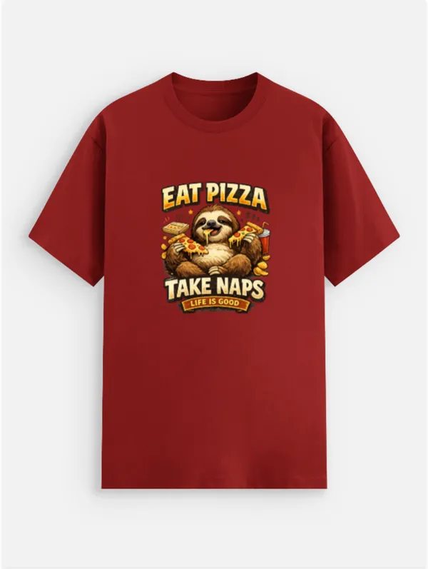 Eat_Pizza__Cotton_Graphic_Print_Round_Neck_T-Shirt