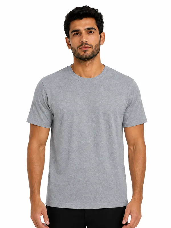 Unisex_Plain_Cotton_Blend_Round_Neck_T-Shirt