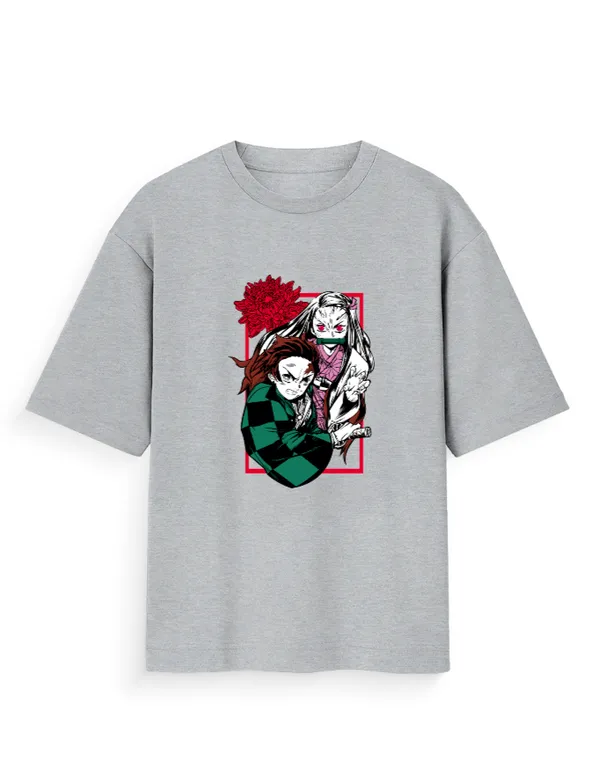 TANJIRO_KAMADO_&_NEZUKO_KAMADO_Unisex_Oversized_Anime_Graphic_T-Shirt