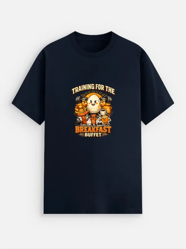 Breakfast_Buffet_Cotton_Graphic_Print_Round_Neck_T-Shirt