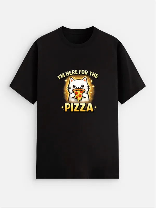 I'm_here_For_The_Pizza_Cotton_Blend_Graphic_T-Shirt