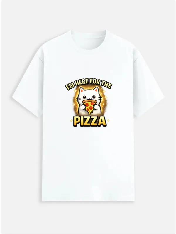 I'm_here_For_The_Pizza_Cotton_Blend_Graphic_T-Shirt