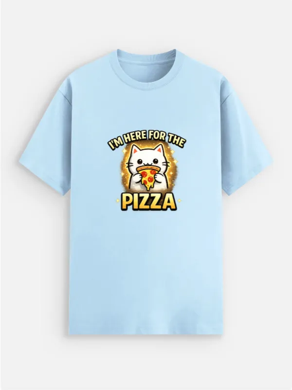 I'm_here_For_The_Pizza_Cotton_Blend_Graphic_T-Shirt